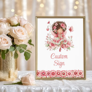 Póster Cuento de Hadas Niña Rubor Floral Cumpleaños Perso