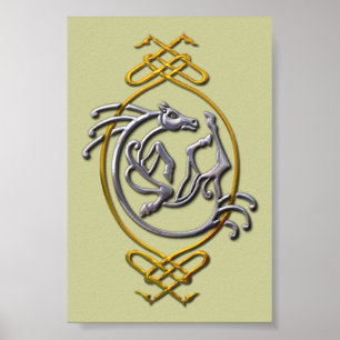 Póster Cuentos de caballos celtas - Plata y Oro