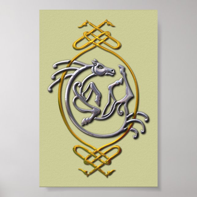 Póster Cuentos de caballos celtas - Plata y Oro (Frente)