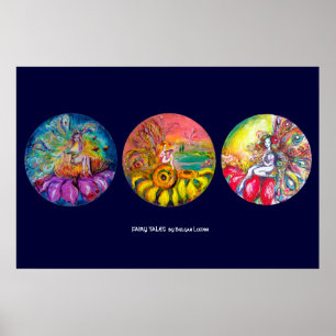 Póster CUENTOS DE HADAS colosal, amarillo rosa azul rojo