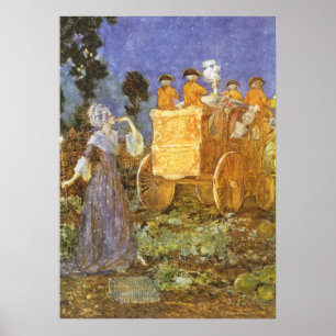 Póster Cuentos de Hadas Vintage Cenicienta y Hada Madrina