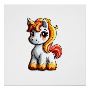 Póster Cuerno de Caramelo de Unicornio de Halloween Lindo