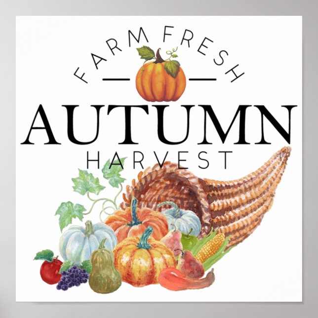 Póster Cuerno de la abundancia de la cosecha de otoño (Frente)