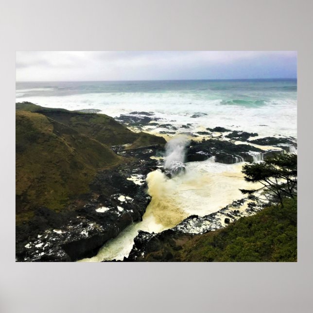 Póster Cuerno de spouting, Cabo Perpetua, Costa de Oregón (Frente)