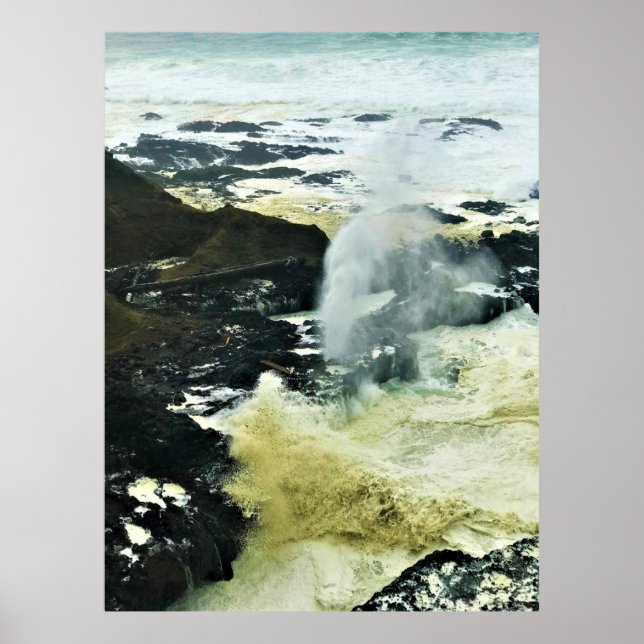 Póster Cuerno de spouting, Cabo Perpetua, Costa de Oregón (Frente)