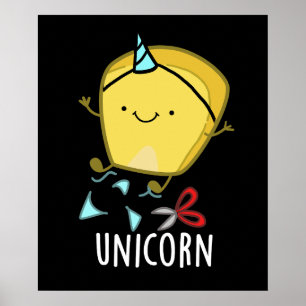Póster Cuerno Úni-Corn Pun de Maíz Divertido Fondo Oscuro