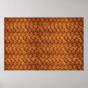 Póster Cuero de fondo trenzado de cuero marrón, marrón, t