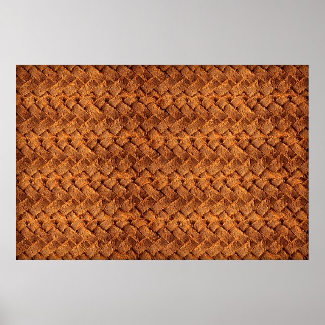 Póster Cuero de fondo trenzado de cuero marrón, marrón, t (Frente)