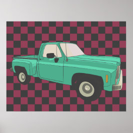 Póster Cuerpo cuadrado, GMC, Chevy C10, camión de recogid