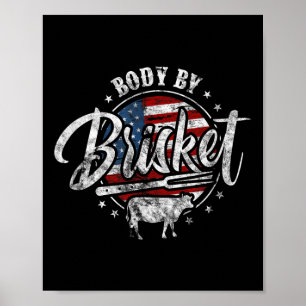Póster Cuerpo De Brisket Bandera Estadounidense Barbeque