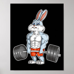 Póster Cuerpo de conejo de Pascua musculación gimnasio fi