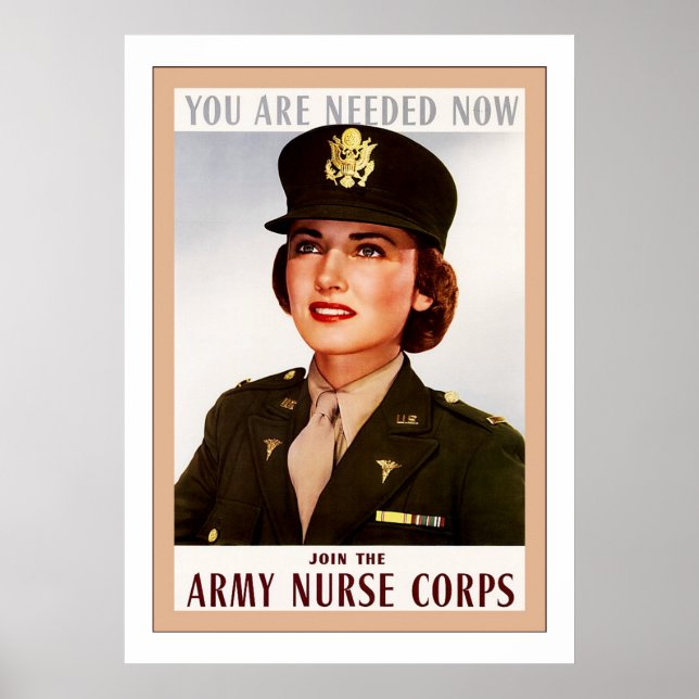 Póster Cuerpo de Enfermeras del Ejército ~ Segunda Guerra (Frente)