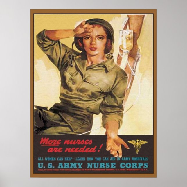 Póster Cuerpo de Enfermeras del Ejército Vintage Segunda  (Frente)