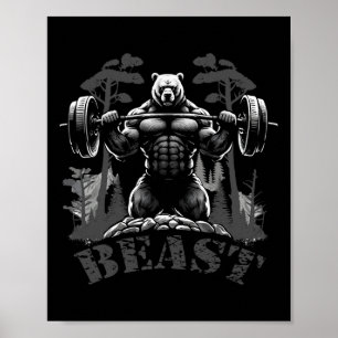 Póster Cuerpo de gimnasio fitness culturismo bestia oso c