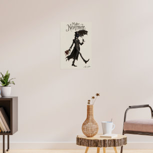 Póster Cuervo con un paraguas negro