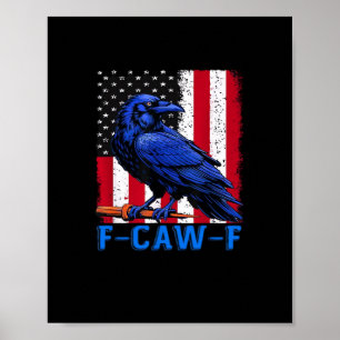 Póster Cuervo Cuervo Divertido F-Caw-F Minimal Limpio