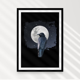 Póster Cuervo de Bosque Luna Fría