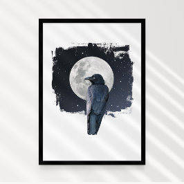 Póster Cuervo de Bosque Luna Fría