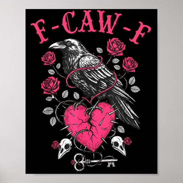 Póster Cuervo Divertido F-caw-f Día de San Valentín Pájar (Frente)