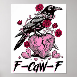 Póster Cuervo Divertido F-caw-f Día de San Valentín Pájar