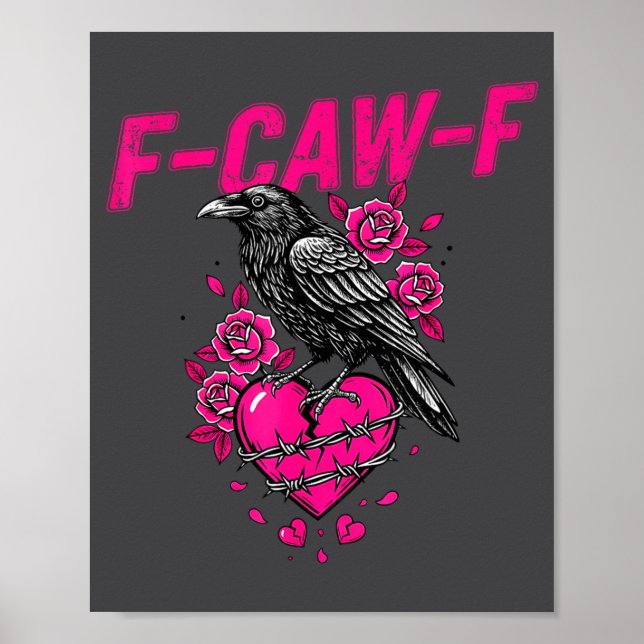 Póster Cuervo Divertido F-caw-f Día de San Valentín Pájar (Frente)