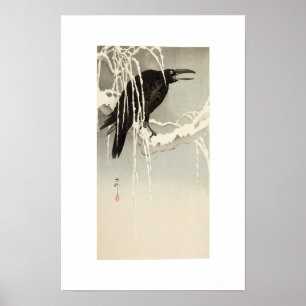 Póster Cuervo en una rama nevada por Ohara Koson