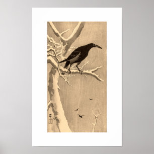 Póster Cuervo en una rama nevada por Ohara Koson
