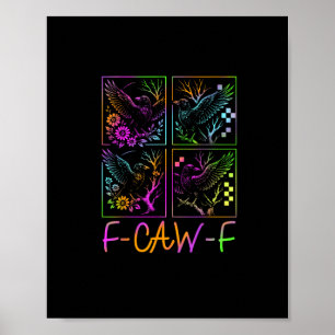 Póster Cuervo F-Caw-F Colorido Neon Gótico Pájaro Diverti