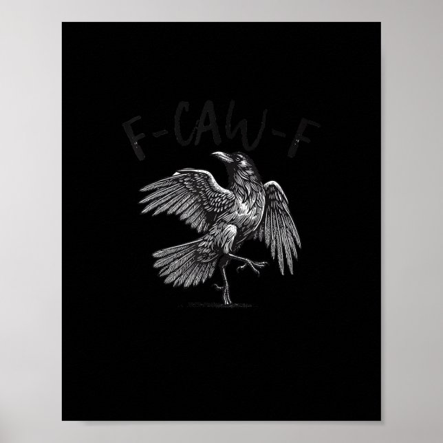 Póster Cuervo, F-Caw-F Pájaro Divertido Gráfico Retro (Frente)