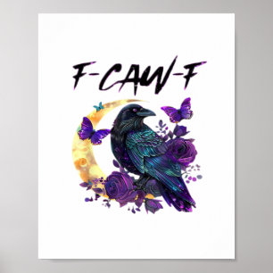 Póster Cuervo F Caw F Pájaro Divertido Luna Diseño Gótico