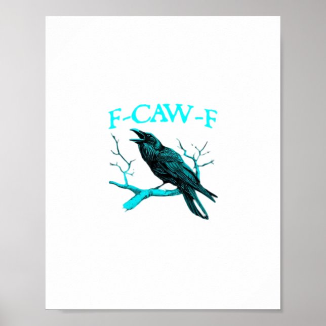 Póster Cuervo F-Caw-F Pájaro Divertido Retro (Frente)