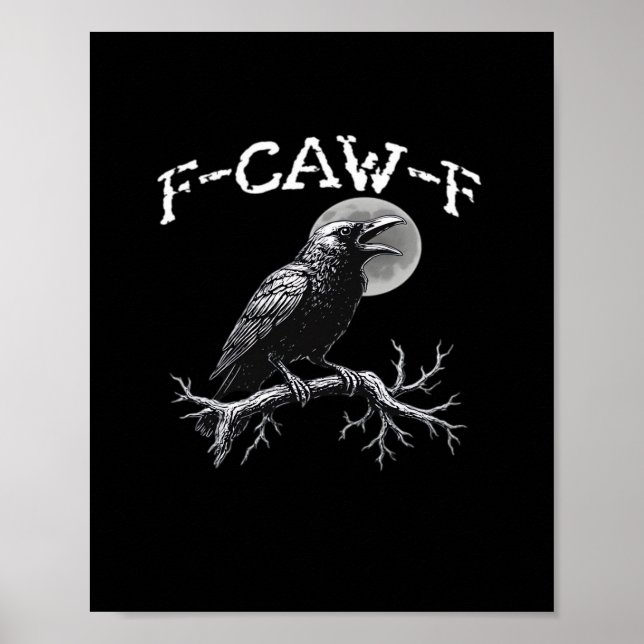 Póster Cuervo F-Caw-F Pájaro Divertido Retro Clásico (Frente)