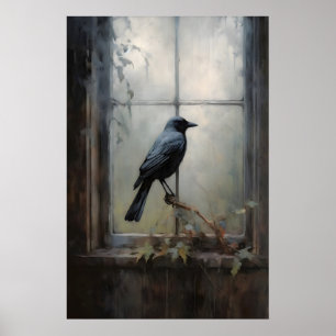 Póster Cuervo Negro Junto a la Ventana Dark Academia, Ace
