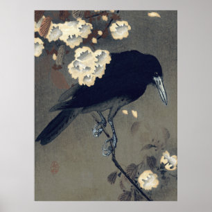 Póster Cuervo y flor por Ohara Koson