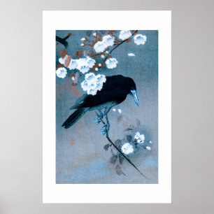 Póster Cuervo y flor por Ohara Koson