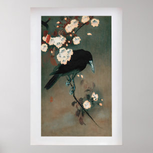 Póster Cuervo y Flor por Ohara Koson Japonés Vintage
