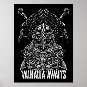 Póster Cuervos de Odín Mitología vikinga Valhalla espera
