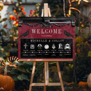 Póster Cuervos Negros Góticos y Orden de Eventos de Boda 