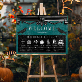 Póster Cuervos Negros Góticos y Orden Teal de Eventos de 