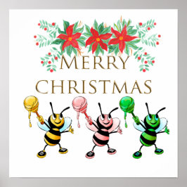 Póster Cuesta Abejas Oro Feliz Navidad