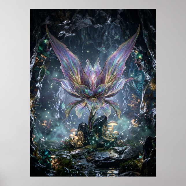 Póster Cueva de Flor de Cristal Irisado (Frente)