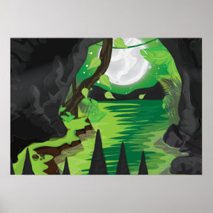 Póster Cueva de la selva profunda