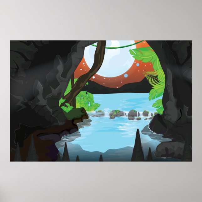 Póster Cueva de la selva tropical (Frente)