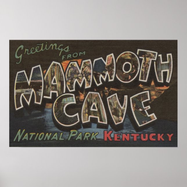 Póster Cueva Mammoth, Kentucky - Escenas de letras grande (Frente)