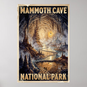 Póster Cueva Nacional Mammoth Parque Nacional Retró