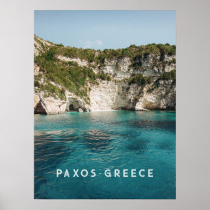 Póster Cuevas Azules de Paxos Mar turquesa, Grecia foto