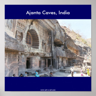 Póster Cuevas de Ajanta, India,