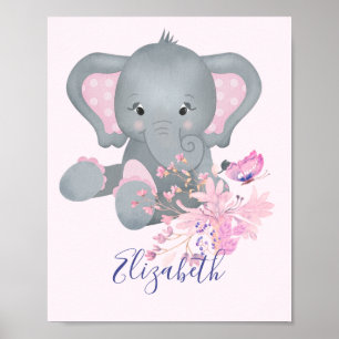 Póster Cuidada acuarela Elefante bebé