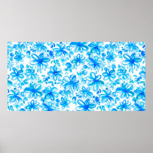 Póster Cuidada coloración de agua abstracta floral chintz