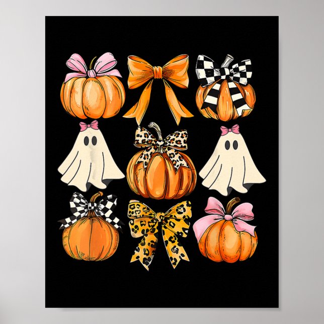 Póster Cuidada Coquette Fantasma Rosa Coquette Bows Pumpk (Frente)